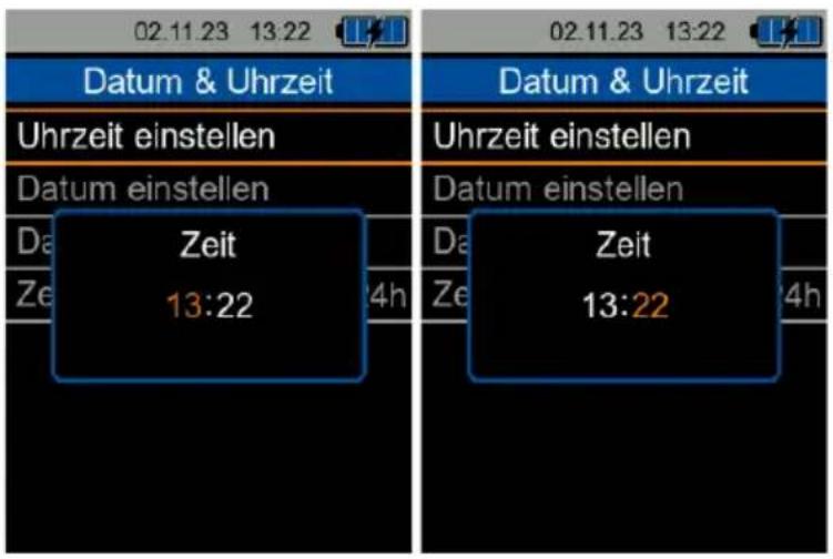 02.11.23 13:22 Datum & Uhrzeit Uhrzeit einstellen Datum einstellen Zeit 13:22 02.11.23 13:22 Datum & Uhrzeit Uhrzeit einstellen Datum einstellen Zeit 13:22