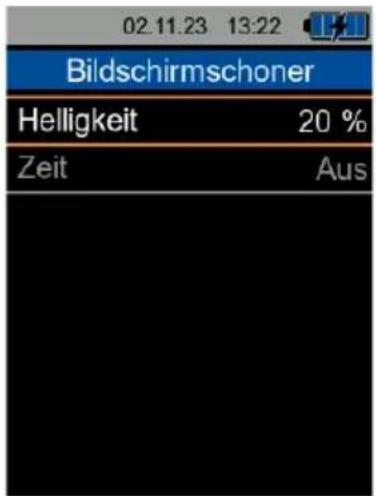 02.11.23 13:22 Bildschirmschoner Helligkeit 20 % Zeit Aus