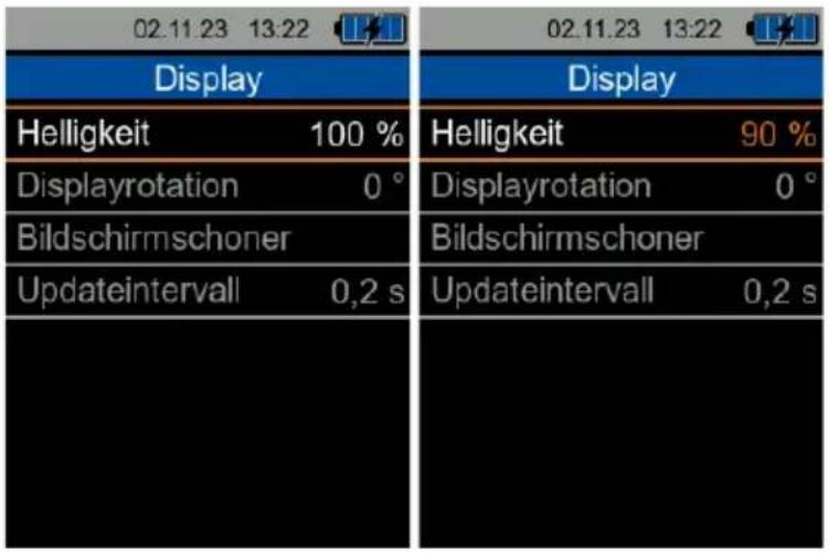 02.11.23 13:22 Display Helligkeit 100 % Displayrotation 0 ° Bildschirmschoner Updateintervall 0,2 s Display Helligkeit 90 % Displayrotation 0 ° Bildschirmschoner Updateintervall 0,2 s