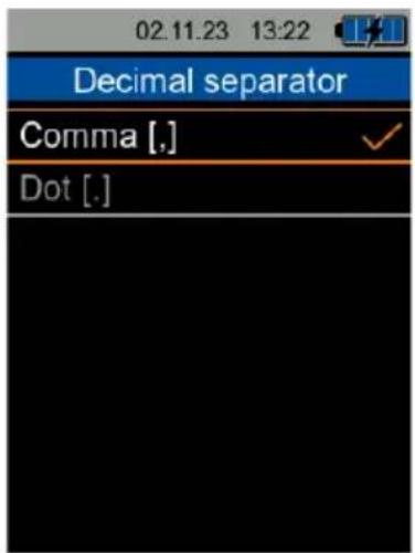 02.11.23 13:22 Decimal separator Comma [.] Dot [.]