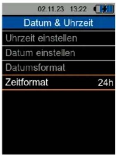02.11.23 13:22 Datum & Uhrzeit Uhrzeit einstellen Datum einstellen Datumsformat Zeitformat 24h