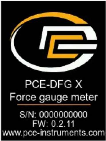 PCE-DFG X Force gauge meter S/N: 0000000000 FW: 0.2.11 www.pce-instruments.com