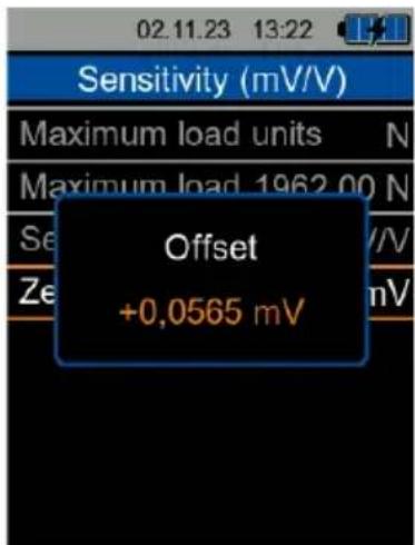02.11.23 13:22 Sensitivity (mV/V) Maximum load units N Maximum load 1962.00 N Se /V Ze mV Offset +0,0565 mV