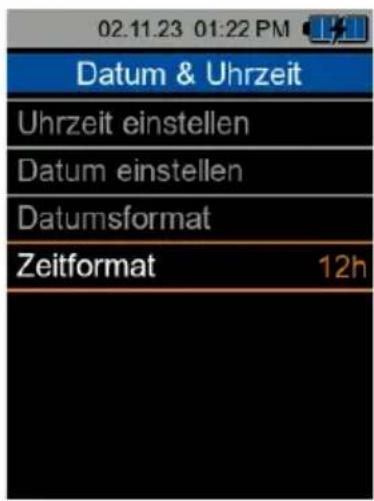 02.11.23 01:22 PM Datum & Uhrzeit Uhrzeit einstellen Datum einstellen Datumsformat Zeitformat 12h