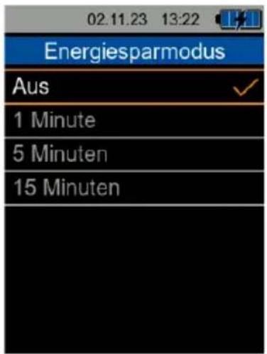 02.11.23 13:22 Energiesparmodus Aus 1 Minute 5 Minuten 15 Minuten
