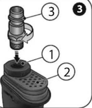 Diagram of a mechanical assembly with numbered parts, likely illustrating a step in machining or assembly.