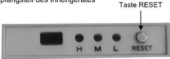 plangsteil des inlengerates Taste RESET H M L RESET