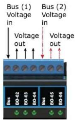 Bus (1) Voltage in Voltage out Bus (2) Voltage in Voltage out Bus BO-02 BO-03 BO-04 Bus BO-05 BO-06