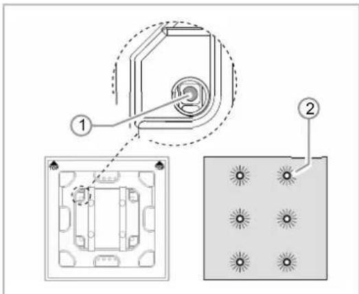 Technical diagram showing a mechanical assembly with labeled components and exploded view, including numbered parts 1 and 2.
