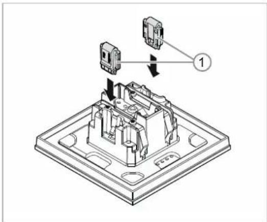 Technical diagram showing a mechanical assembly with labeled components and directional arrows indicating connection or movement.