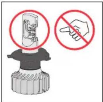 Safety warning illustration showing a hand pointing at a device with a red prohibition symbol