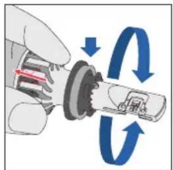 Diagram illustrating mechanical gear meshing with blue arrows indicating rotational motion and a labeled component.
