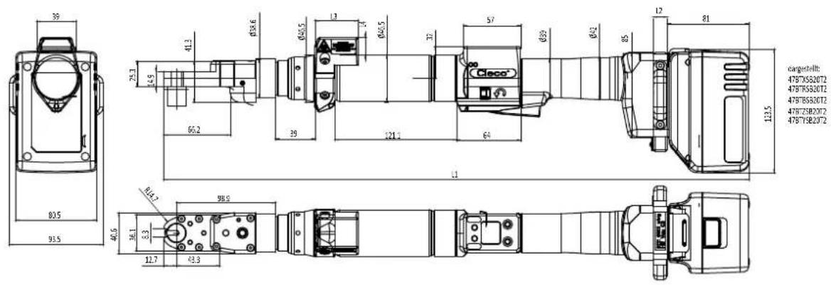39 80.5 93.5 40.5 29.3 14.9 41.3 Ø36.6 Ø40.5 13 3 Ø40.5 37 57 Ø39 Ø42 Ø45 12 81 121.1 64 11 Cleco® cargestellt: 47BTXS820T2 47BTXS820T2 47BTXS820T2 47BTZSB20T2 47BTZSB20T2 123.5 81.7 98.9 38.1 3.3 12.7 43.3