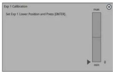 Exp 1 Calibration Set Exp 1 Lower Position and Press [ENTER] max min 0