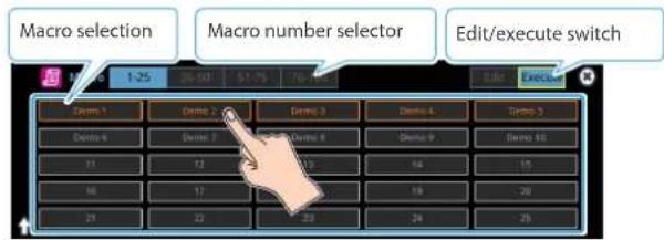 Macro selection Macro number selector Edit/execute switch