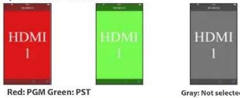 HDMI 1 HDMI 1 HDMI 1 Red: PGM Green: PST Gray: Not selected