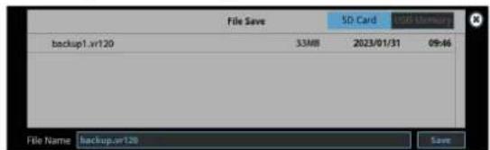 File Save 33MB 2023/01/31 09:46 File Name backup.or120 Save