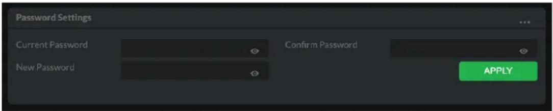 Password Settings Current Password New Password Confirm Password APPLY