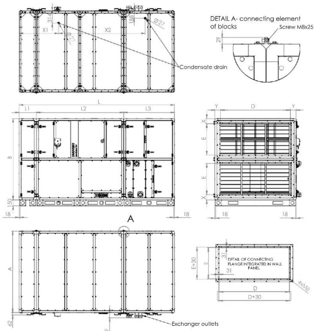 Soler & Palau DUOVENT MODULAR DV - BASIC DIMENSIONS OF DUOVENT® MODULAR DV/RV UNITS - 1