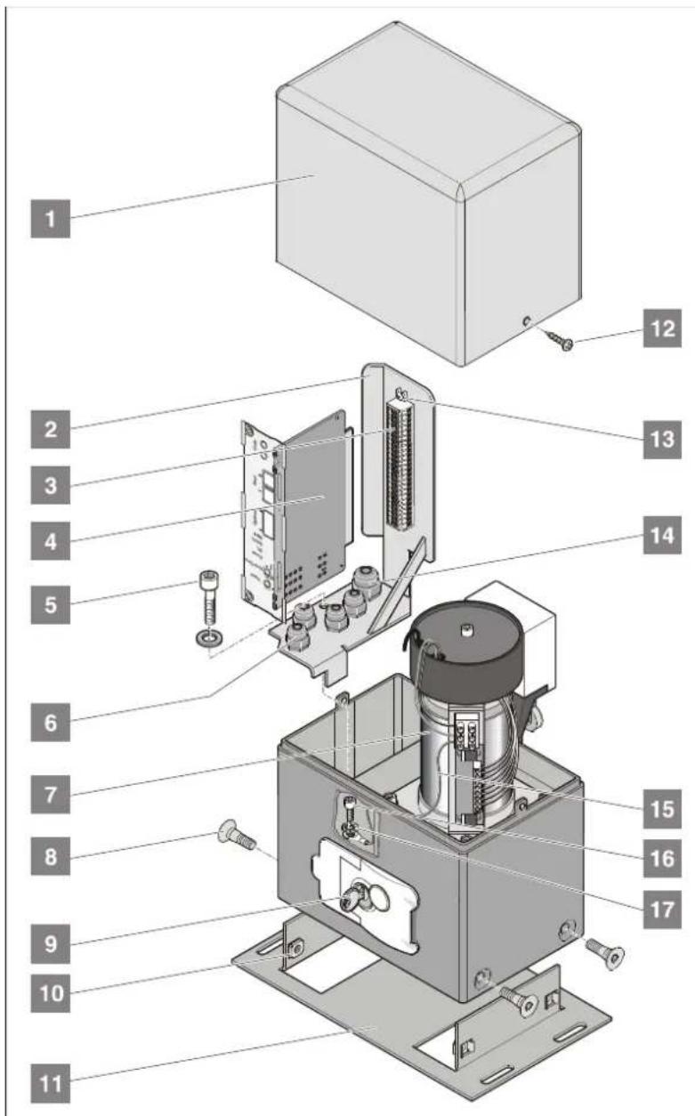 Exploded view diagram of an electronic device with numbered parts for identification