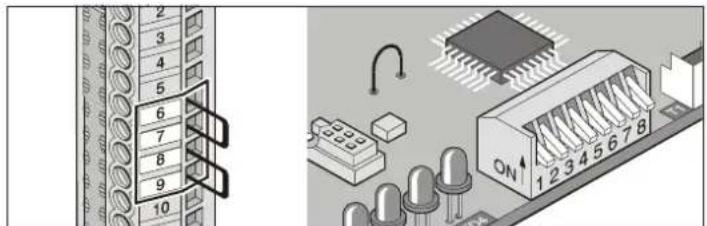 Diagram showing pin connections and electronic components on a circuit board, including resistors, capacitors, and an ON/OFF switch.