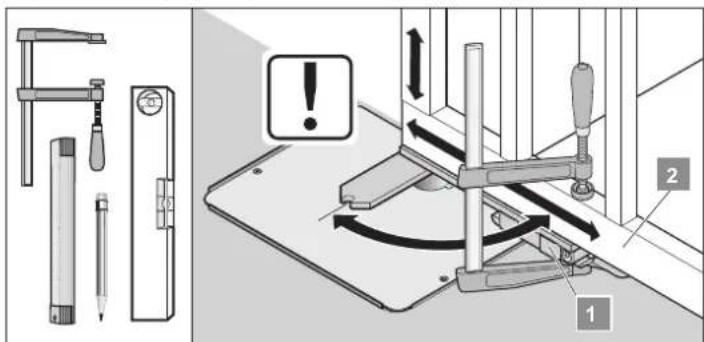 Technical diagram illustrating a mechanical assembly with labeled parts and directional arrows indicating motion or movement.