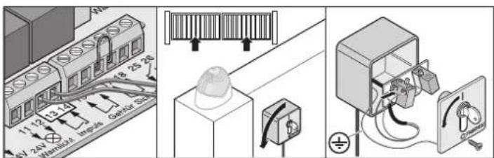 Technical diagram showing electrical panel installation, barcode, capacitor, and power connection setup with labeled components