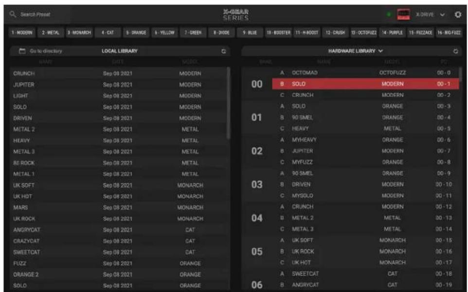 X-GOLD&N SERIES Search Preset 1: MODERN 2: METAL 3: MONARCH 4: CAT 5: ORANGE 6: YELLOW 7: GREEN 8: DIODE 9: BLUE 10: BOOSTER 11: ROOT 12: CRUSH 13: OCTO/UZZ 14: PURPLE 15: FUZZADE 16: BIG FUZZ Go to directory LOCAL LIBRARY NAME DATE MODEL CRUNCH Sep 08 2021 MODERN JUPITER Sep 08 2021 MODERN LIGHT Sep 08 2021 MODERN SOLO Sep 08 2021 MODERN DRIVEN Sep 08 2021 MODERN METAL 2 Sep 08 2021 METAL HEAVY Sep 08 2021 METAL METAL 3 Sep 08 2021 METAL 80 ROCK Sep 08 2021 METAL METAL 1 Sep 08 2021 METAL UK SOFT Sep 08 2021 MONARCH UK HOT Sep 08 2021 MONARCH MARS Sep 08 2021 MONARCH UK ROCK Sep 08 2021 MONARCH ANGRYCAT Sep 08 2021 CAT CRAZYCAT Sep 08 2021 CAT SWEETCAT Sep 08 2021 CAT FUZZ Sep 08 2021 ORANGE ORANGE.2 Sep 08 2021 ORANGE SOLO Sep 08 2021 ORANGE HARDWARE LIBRARY BANK NAME MODEL PC A OCTOMAD OCTOFUZZ 00 - 0 B SOLO MODERN 00 - 1 C CRUNCH MODERN 00 - 2 A SOLO ORANGE 00 - 3 B 9D SMEL ORANGE 00 - 4 C HEAVY METAL 00 - 5 A MYHEAVY ORANGE 00 - 6 B JUPITER MODERN 00 - 7 C MYFUZZ ORANGE 00 - 8 A 9D SMEL ORANGE 00 - 9 B DRIVEN MODERN 00 - 10 C MYSOLO MODERN 00 - 11 A CRUNCH MODERN 00 - 12 B METAL.2 METAL 00 - 13 C METAL.3 METAL 00 - 14 A UK SOFT MONARCH 00 - 15 B UK ROCK MONARCH 00 - 16 C UK HOT MONARCH 00 - 17 A SWEETCAT CAT 00 - 18 B ANSRYCAT CAT 00 - 19