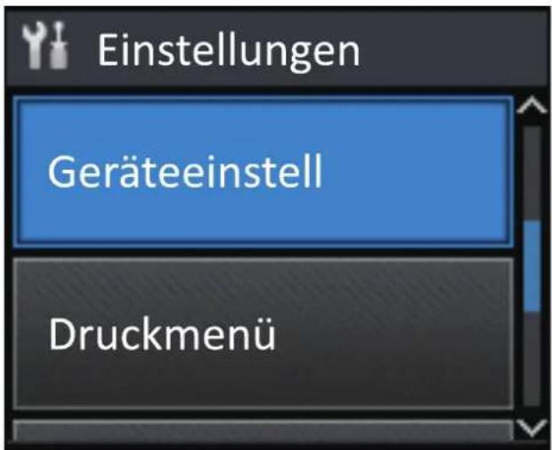 Einstellungen Geräteeinstell Druckmenü