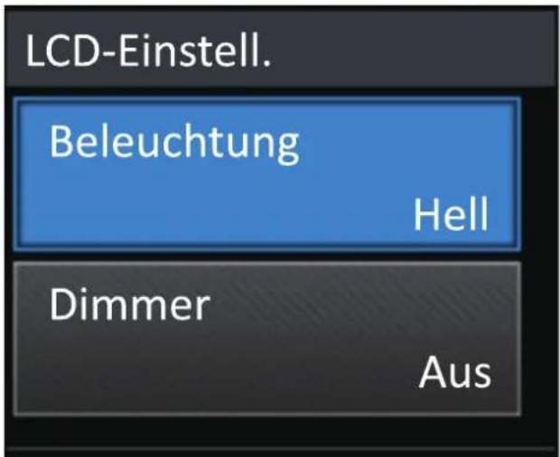 LCD-Einstell. Beleuchtung Hell Dimmer Aus