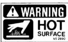 WARNING HOT SURFACE 65 2690