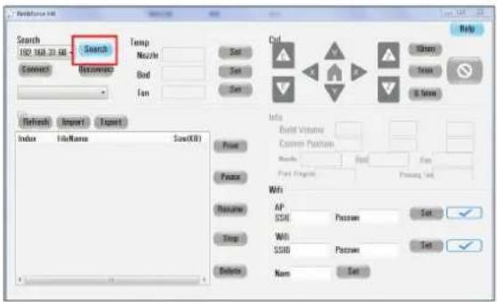 Search 192 MB 33 GB Connect Recommend Temp Nozzle Bod Fan Set Set Set Set Refine Import Export Index FileName Size(0) Info Build Volume Common Position Ports: Bod Fan Port Flag Pressing Set Wifi AP: SSIB Passion Stop: WIB: SSIB Passion Delete Nam Set