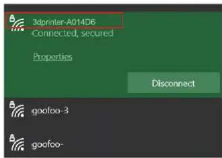 3dprinter-A014D6 Connected, secured Properties Disconnect goofoo-3 goofoo-