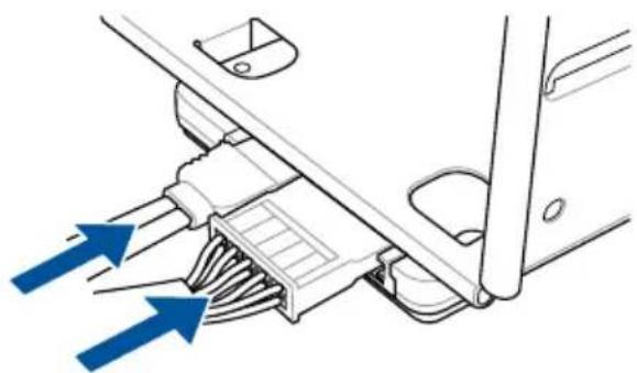 Diagram of a mechanical component with blue arrows indicating direction, no text or symbols present
