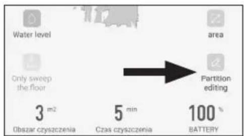 Water level area Only sweep the floor Partition editing 3 m2 5 min 100 ° Obszar czyszczenia Czas czyszczenia BATTERY