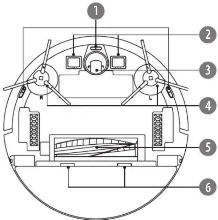 Technical diagram of a mechanical or electrical component with numbered parts labeled 1 through 6.