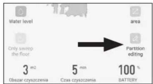 Water level Only sweep the floor 3 m2 Obszar czyszczenia area 5 min Czas czyszczenia Partition editing 100 ° BATTERY