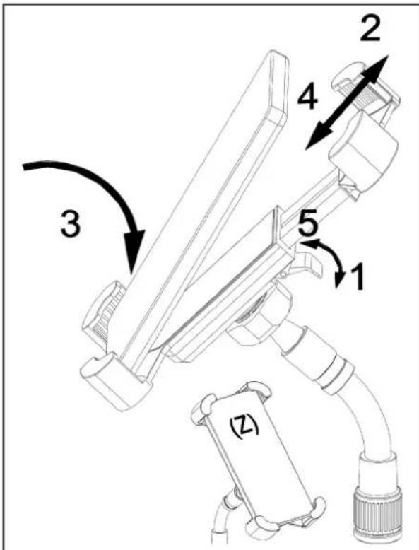 Technical diagram of a robotic device with numbered components and directional arrows indicating motion or assembly.