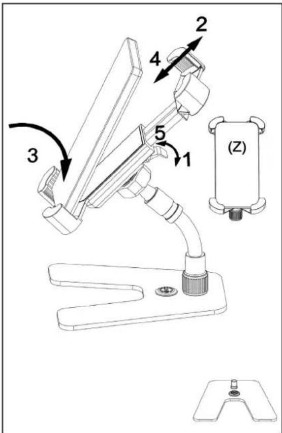 Technical diagram of a mechanical device with numbered components and a labeled component (Z)