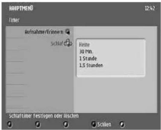 HANPTMEND 12:42 Timer Aufnahme/Erinnern Schaff Heine 30 Min. 1 Stunde 1.5 Stunden Schafter festlegen oder loschen Schien