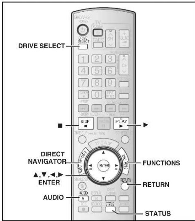 DRIVE SELECT DIRECT NAVIGATOR ▲,▼,◀,► ENTER AUDIO TV GUIDE FUNCTIONS RETURN STATUS