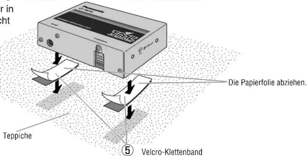 er in icht Die Papierfolie abziehen. Teppiche ⑤ Velcro-Klettenband