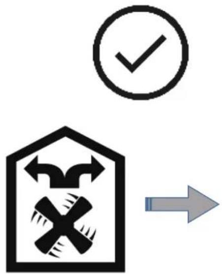 Diagram showing a shield with crossed arrows and a checkmark, next to an arrow indicating direction or process.