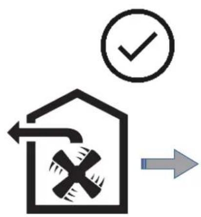 Diagram showing a warehouse with a checkmark and directional arrow, indicating approval or verification process.