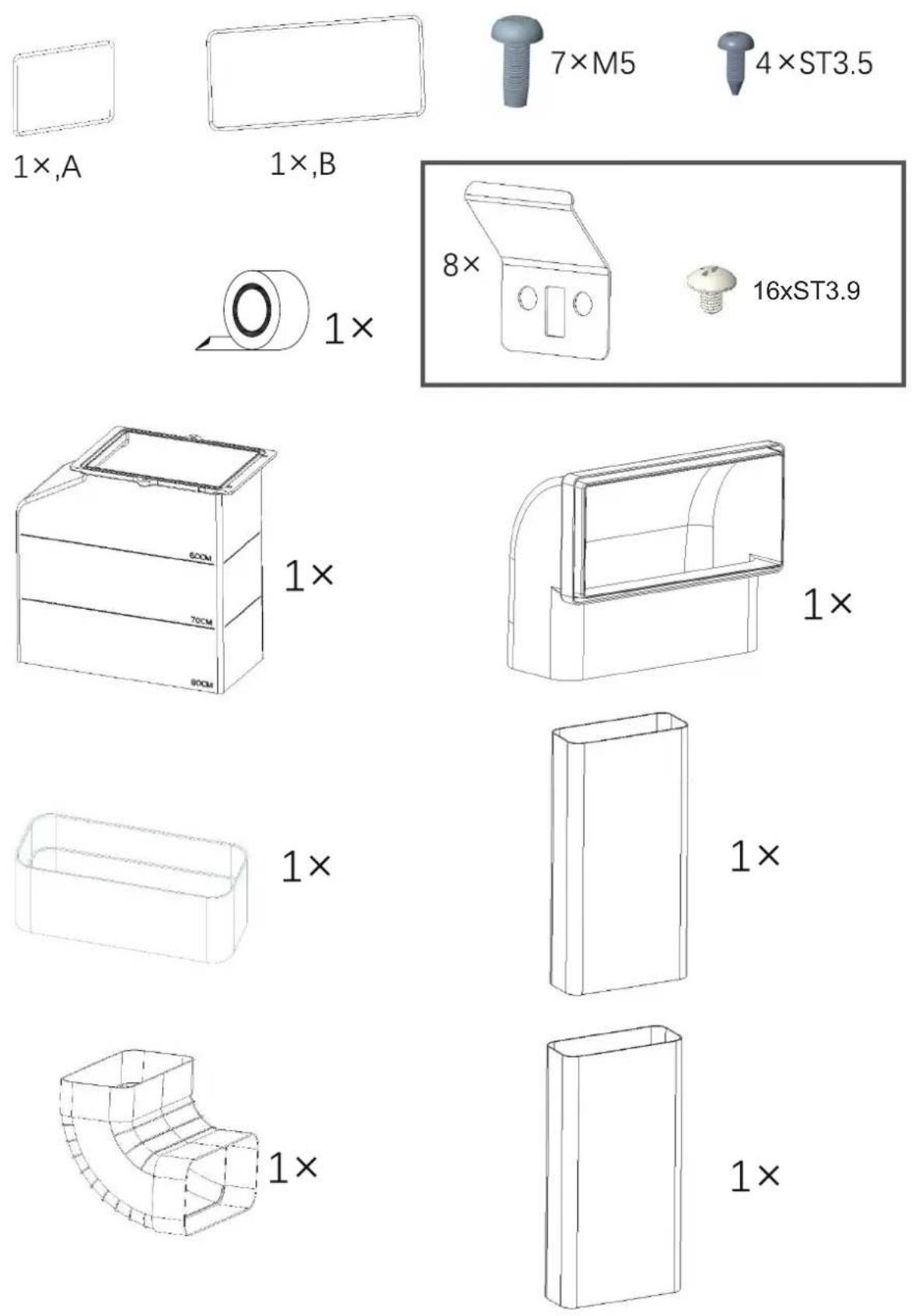 Master Kitchen MKHI 804FH ED BK - Installation Accessories, Outward Discharge - 1