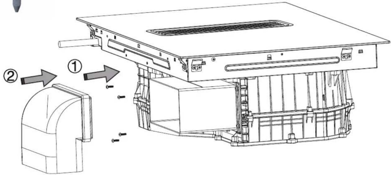 Technical diagram of an electronic device with labeled components and directional arrows indicating assembly steps.