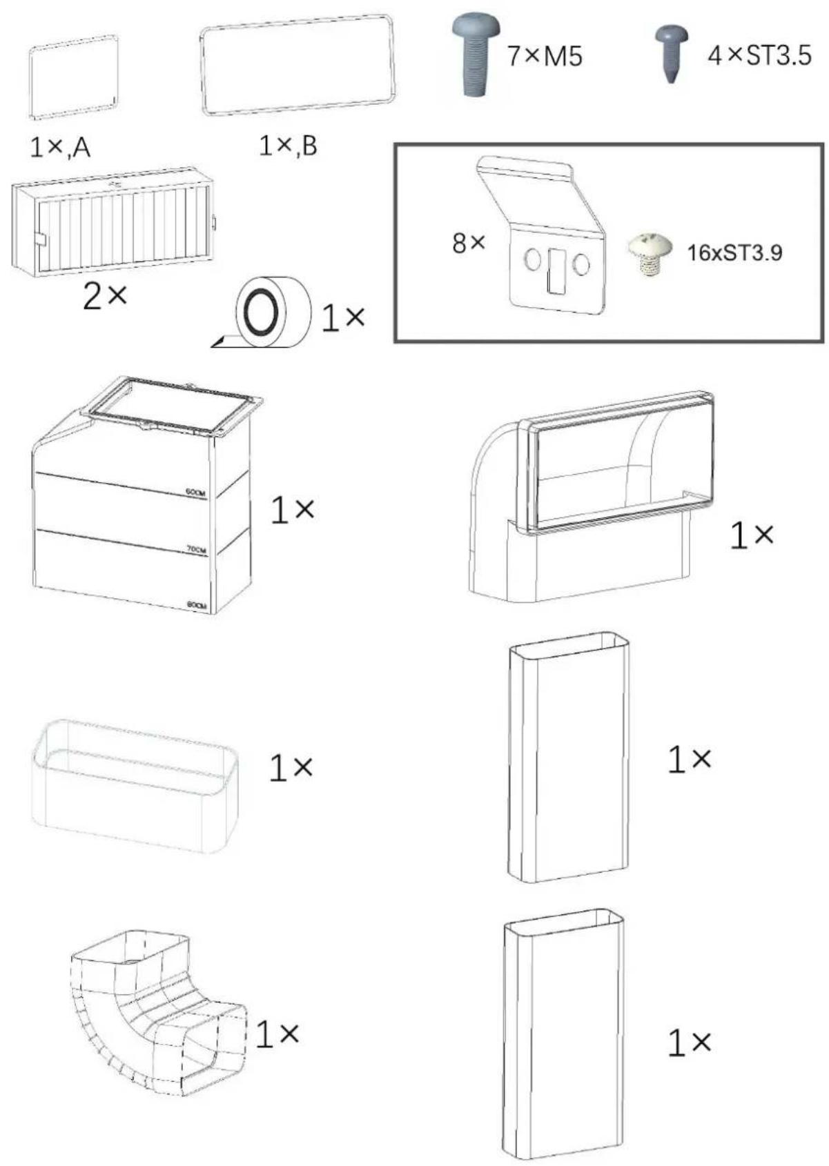Master Kitchen MKHI 804FH ED BK - Accessori per l'installazione, scarico verso l'interno - 1