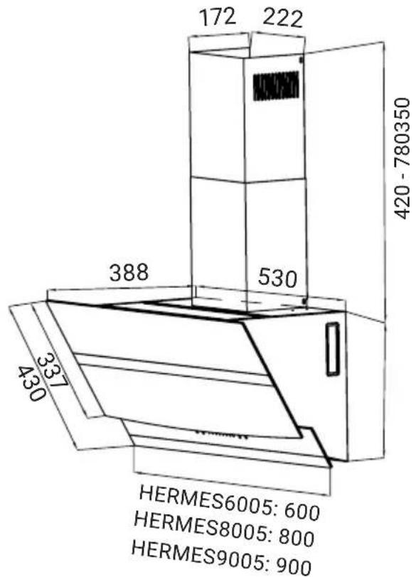 172 222 388 530 420 - 780350 337 430 HERMES6005: 600 HERMES8005: 800 HERMES9005: 900
