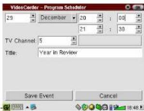 VideoCenter - Program Scheduler 29 December 20:00 21:30 TV Channel: 5 Title: Year in Review Save Event Cancel