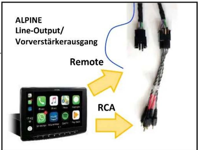 ALPINE Line-Output/ Vorverstärkerausgang Remote RCA